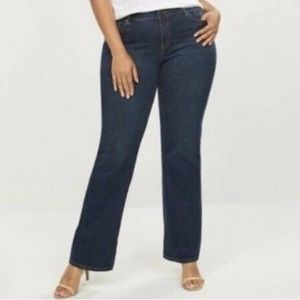 Women Plus Size LANE BRYANT Dark Wash Blue Genius Fit Bootcut Jeans Size 20Short